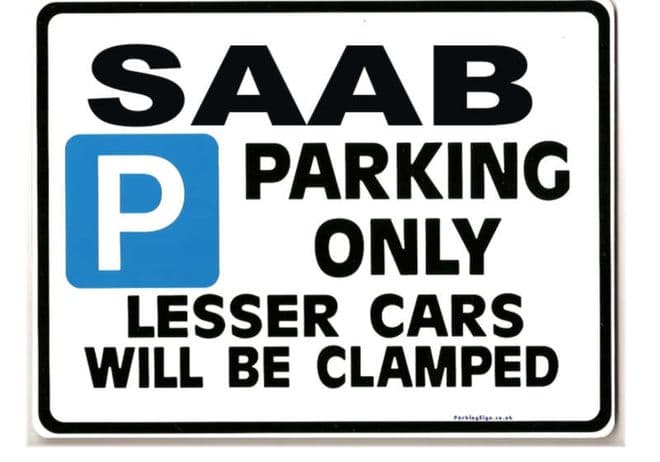 SAAB Car Parking Sign - Gift for 9000 900 9-3 9-5 turbo s se Models - Size Large 205 x 270mm