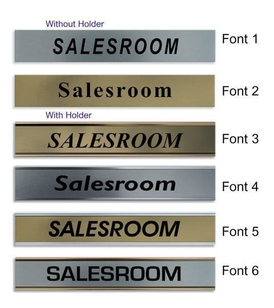 Salesroom Door Nameplate | slide in or fixed room sign
