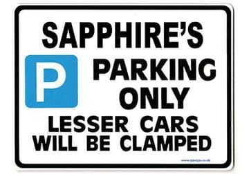 SAPPHIRE'S Personalised Parking Sign Gift | Unique Car Present for Her | Size Large - Metal faced