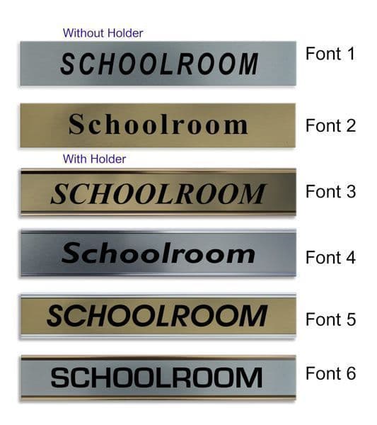 Schoolroom Door Nameplate | slide in or fixed room sign
