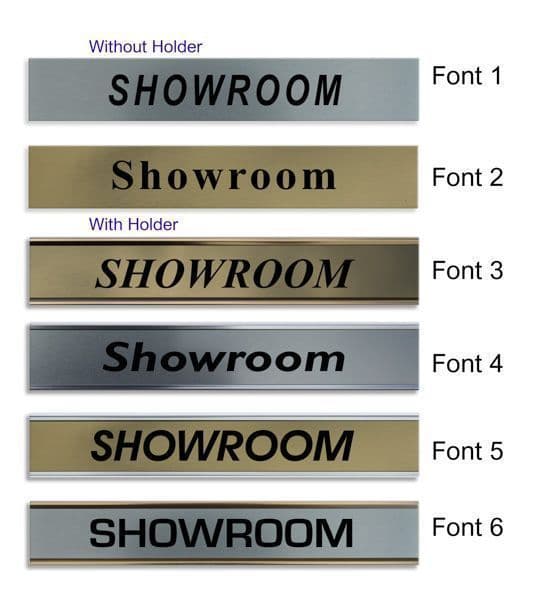 Showroom Door Nameplate | slide in or fixed room sign