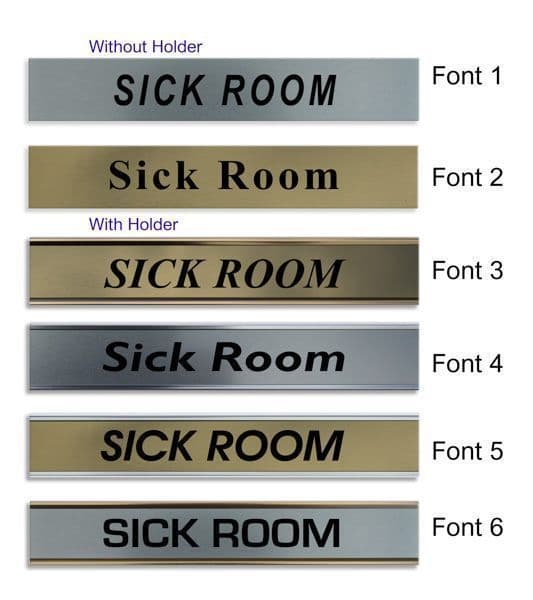 Sick Room Door Nameplate | slide in or fixed room sign