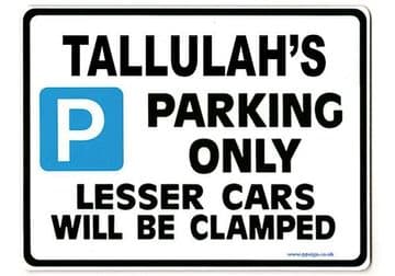 TALLULAH'S Personalised Parking Sign Gift | Unique Car Present for Her | Size Large - Metal faced