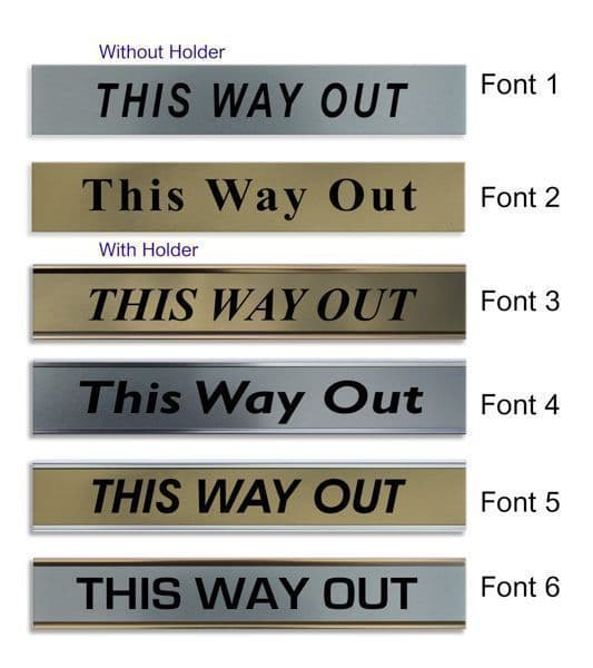 This Way Out Door Nameplate | slide in or fixed room sign