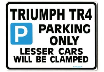 TRIUMPH TR4 Large Metal ParkingSign for Present or Gift