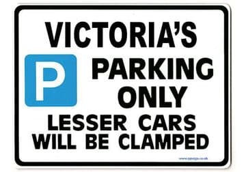 VICTORIA'S Personalised Parking Sign Gift | Unique Car Present for Her | Size Large - Metal faced