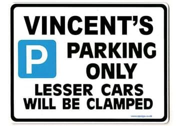 VINCENT'S Personalised Gift |Unique Present for Him | Parking Sign - Size Large - Metal faced
