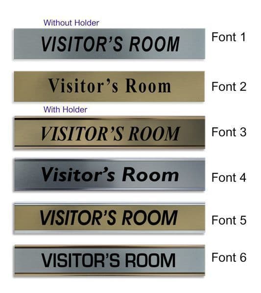 Visitor's Room Door Nameplate | slide in or fixed room sign