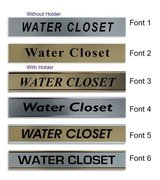 Water Closet Door Nameplate | slide in or fixed room sign