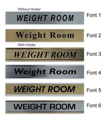 Weight Room Door Nameplate | slide in or fixed room sign