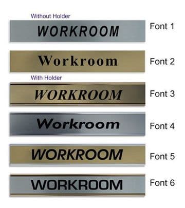 Workroom Door Nameplate | slide in or fixed room sign