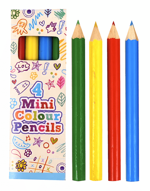Mini Colouring Pencils Party Bag Toys 1pk of 4