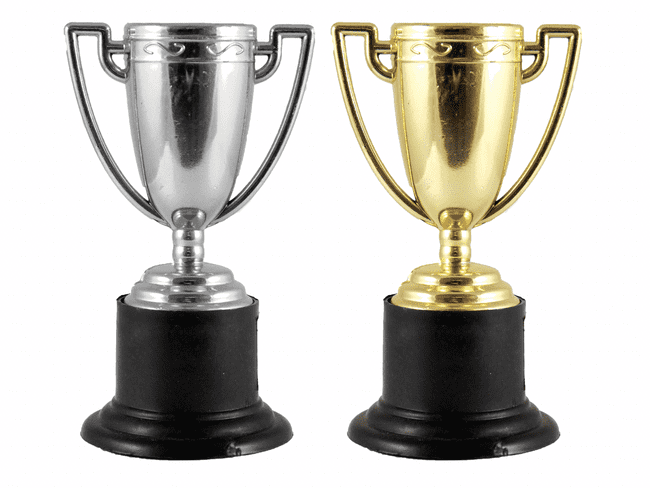 Mini Trophy 10cms  Gold / Silver Party Bag Toys, Prizes Trophies