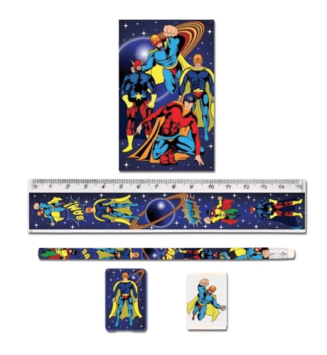Super Hero 5 Piece Stationery Set Party Bag Toy