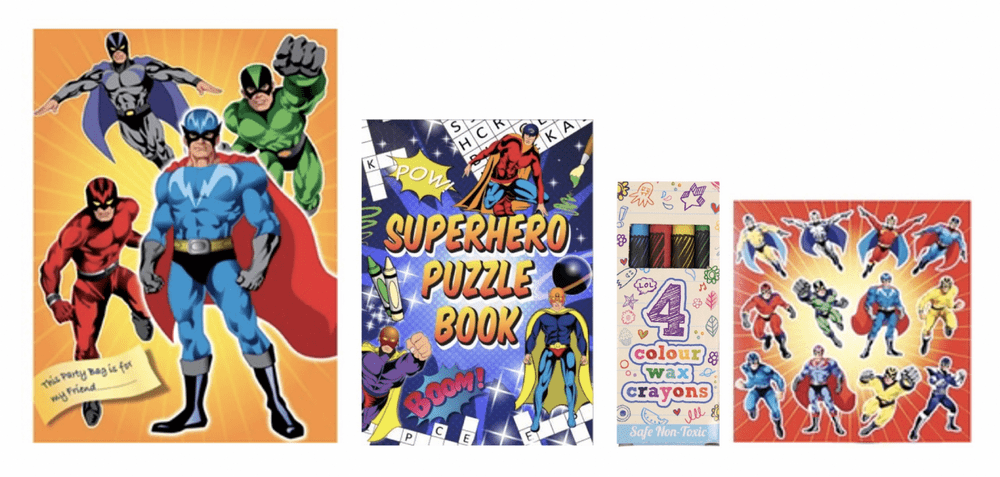 Super Hero Party Bag Pre Filled - 3 items