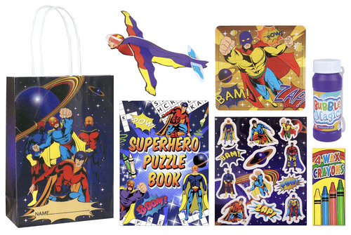 Superhero Party Bag - pre filled & include 6 items