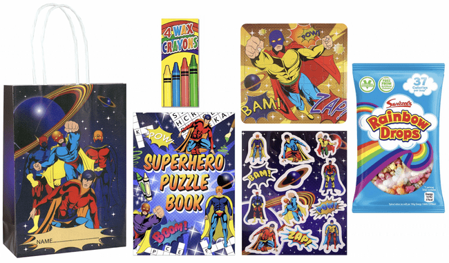 Superhero Pre-filled Party Gift Bag [4 + Rainbow Drops]
