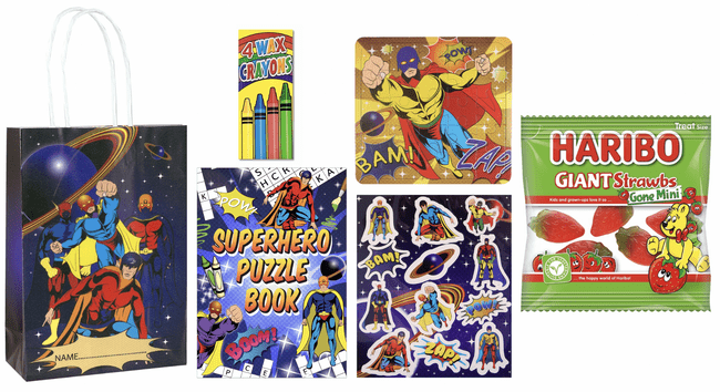 Superhero Pre-filled Party Gift Bag [4 + Strawbs]