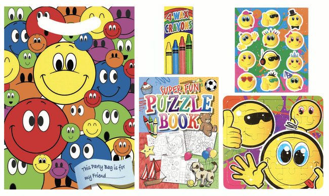 Unisex Pre Filled Party Bag Smiley -  Includes 4 items