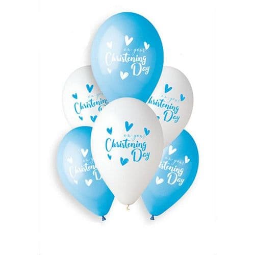 13" On Your Christening latex blue\white 6pk