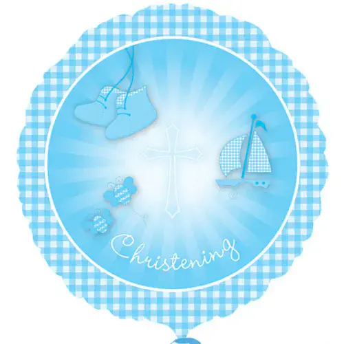 18" Blue Christening Foil Balloon Bootie