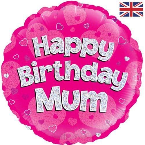18inch Happy Birthday Mum pink balloon