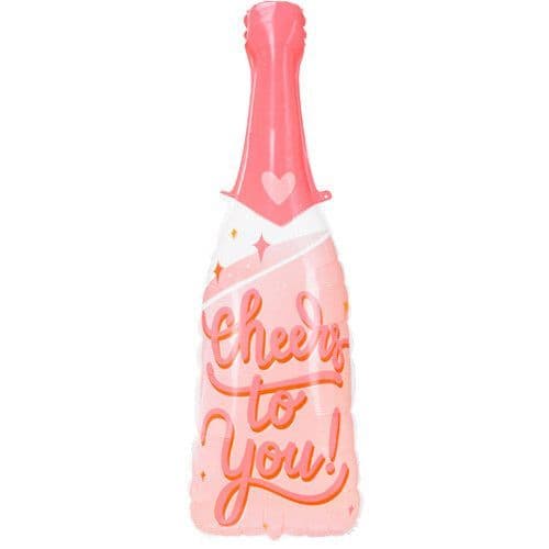 34inch Cheers To You Pink Bottle Foil Balloon
