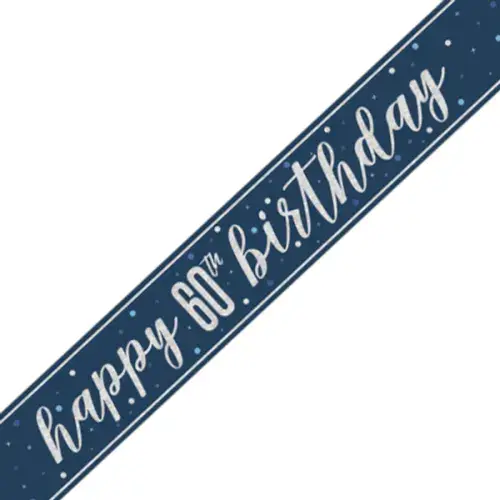 60th Birthday Glitz Navy Blue banner 9ft