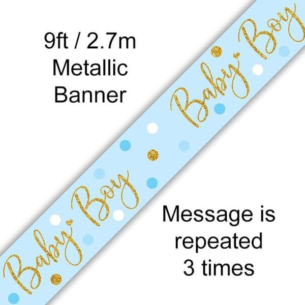 Baby Boy Gold Dots Foil Banner 9ft