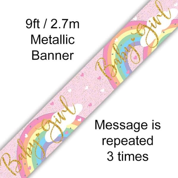 Baby Girl Pink Rainbow Banner 9ft