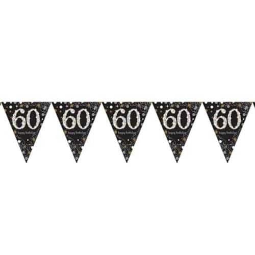 Black and Gold 60th Birthday Foil Bunting 13ft