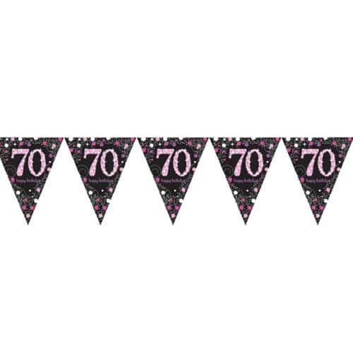 Black and Pink 70th Birthday Foil Bunting 13ft