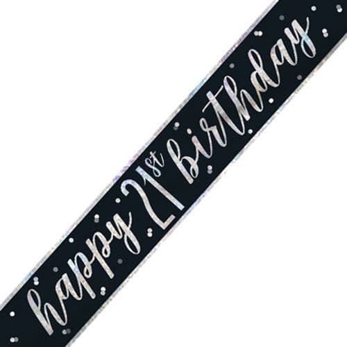 Black Glitz 21st Birthday Foil Banner 9ft