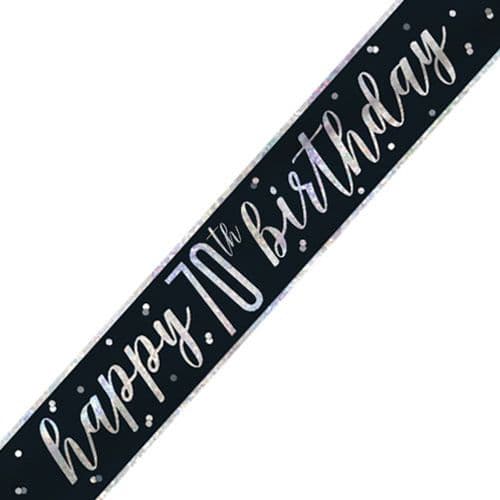 Black Glitz 70th Birthday Foil Banner 9ft