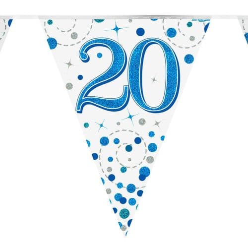 Blue and White Sparkling Fizz 20th Bunting 12.8ft