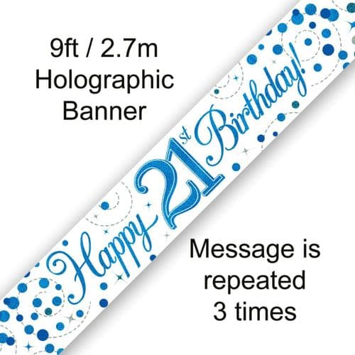 Blue and White Sparkling Fizz 21st Banner