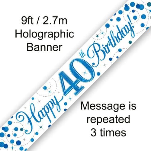 Blue and White Sparkling Fizz 40th Banner