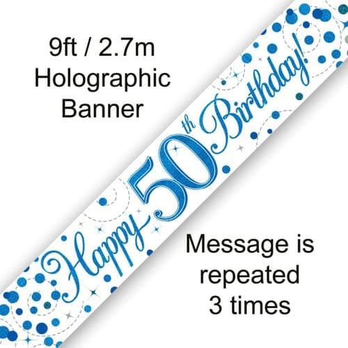 Blue and White Sparkling Fizz 50th Banner