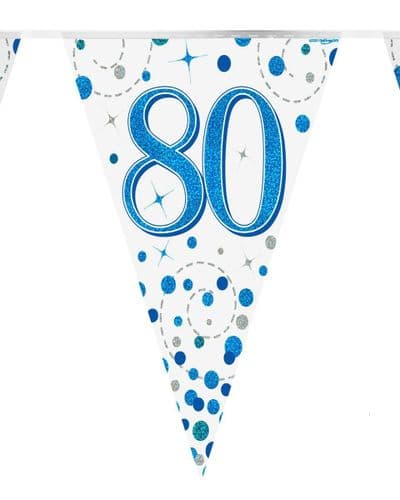 Blue and White Sparkling Fizz 80th Bunting 12.8ft