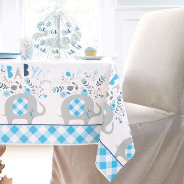 Blue Baby Elephant Plastic Tablecover