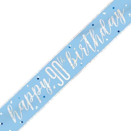 Blue Glitz 90th Birthday Foil Banner 9ft