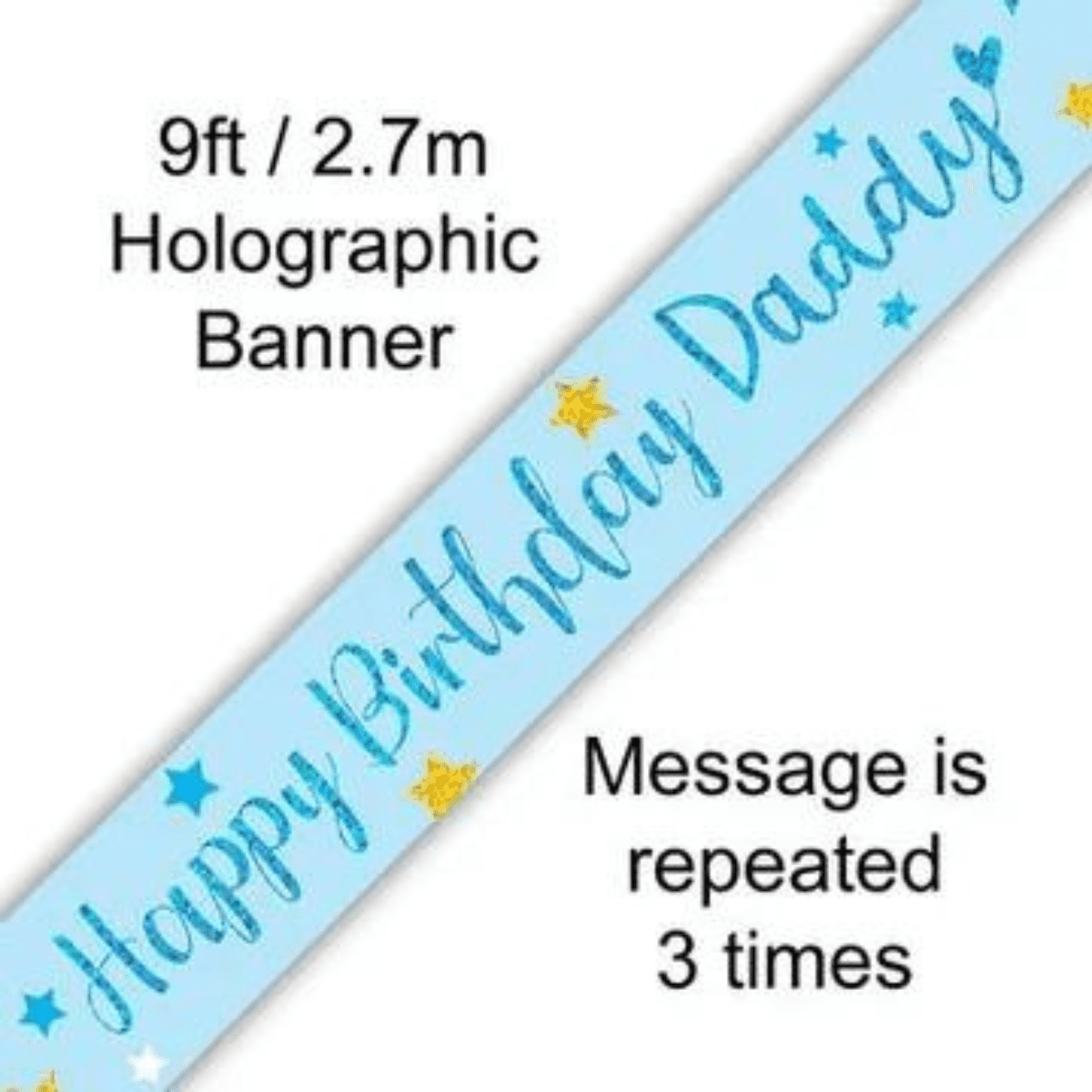 Oaktree Banner Olografico Blu 2,7 M – Festone Compleanno Con Scritta Happy Birthday Dad – Decorazione Fai Da Te - 2