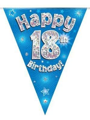 Blue Stars 18th Birthday Foil Bunting 12.8ft