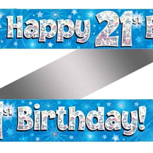 Blue Stars 21st Birthday Foil Banner 9ft
