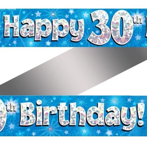 Blue Stars 30th Birthday Foil Banner 9ft