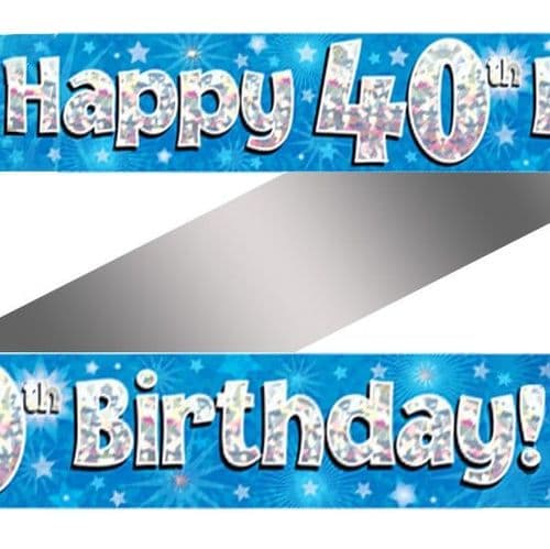 Blue Stars 40th Birthday Foil Banner 9ft (3)