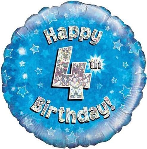 Blue Stars 4th Birthday 18" Foil