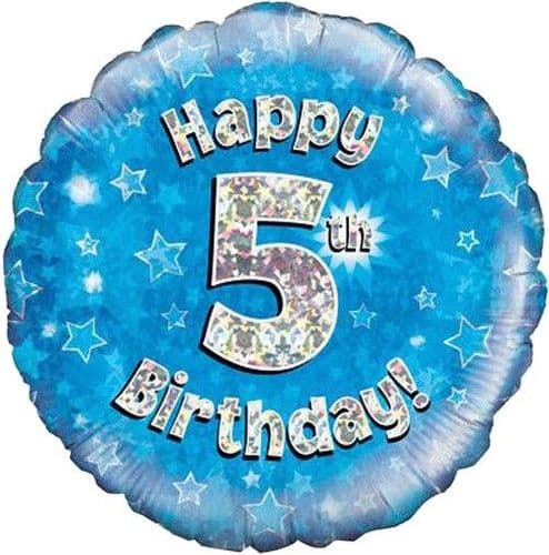 Blue Stars 5th Birthday 18" Foil