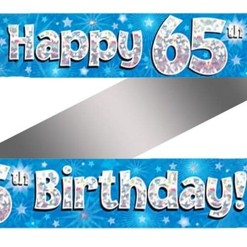Blue Stars 65th Birthday Foil Banner 9ft