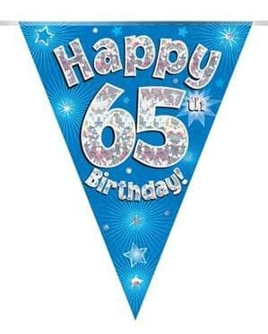 Blue Stars 65th Birthday Foil Bunting 12.8ft